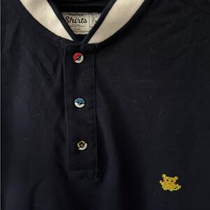 Navy Shirt with Pikachu Embroidery